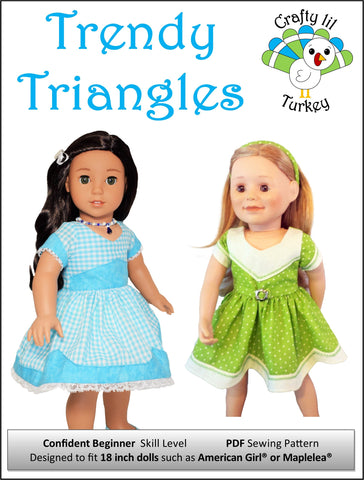 Crafty Lil Turkey 18 Inch Modern Trendy Triangles: Summer Dress 18" Doll Clothes Pattern Pixie Faire