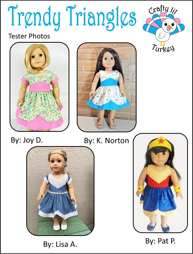 Crafty Lil Turkey 18 Inch Modern Trendy Triangles: Summer Dress 18" Doll Clothes Pattern Pixie Faire