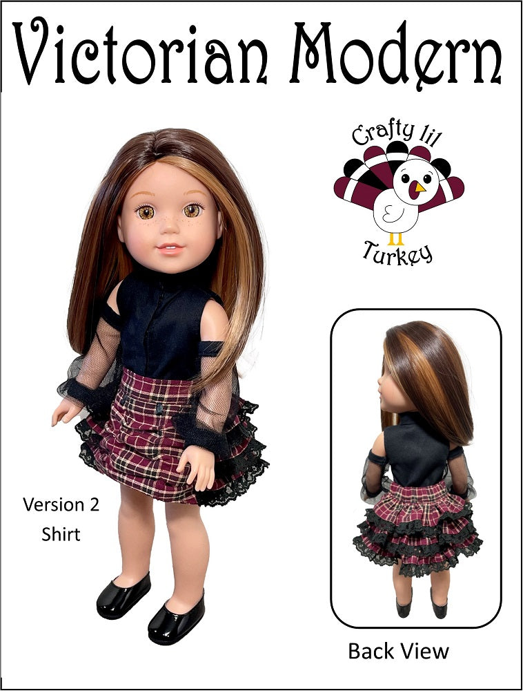 Crafty Lil Turkey Ruby Red Fashion Friends Victorian Modern 14.5-15" Doll Clothes Pattern Pixie Faire