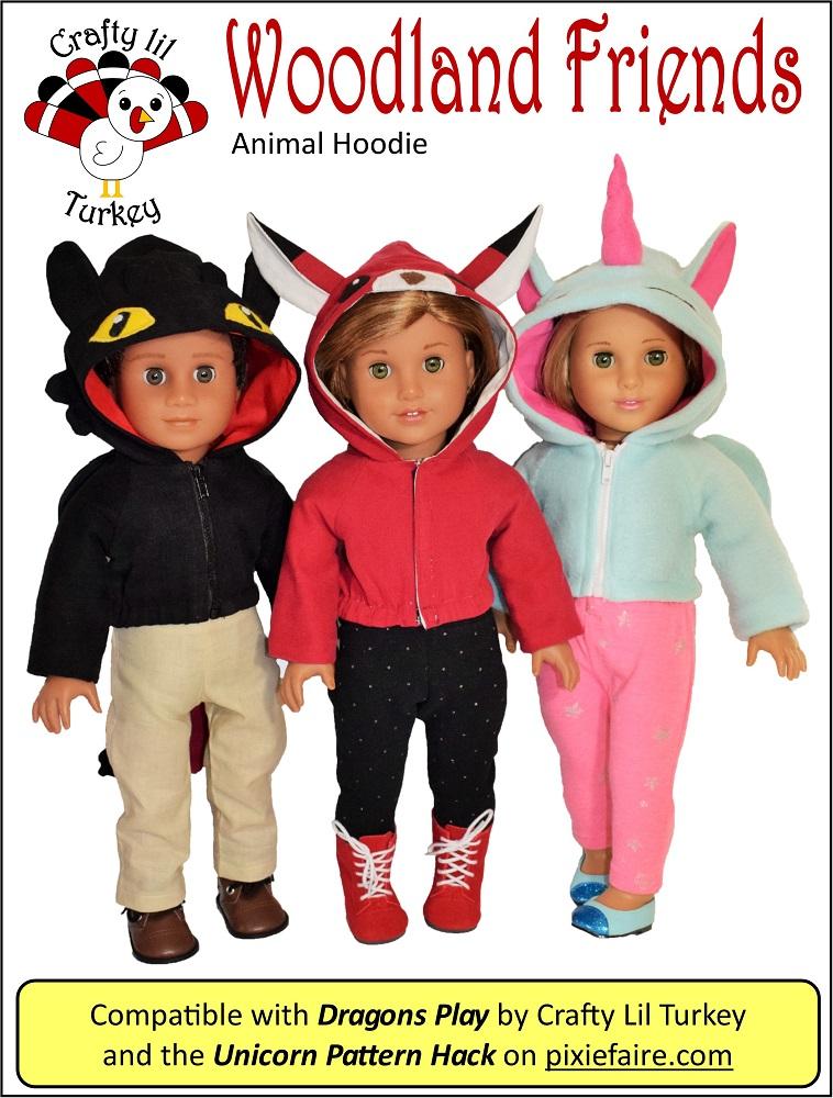 Crafty Lil Turkey 18 Inch Modern Woodland Friends 18" Doll Clothes Pattern Pixie Faire