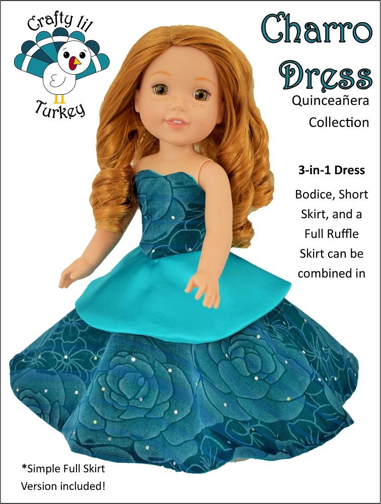 Crafty Lil Turkey WellieWishers Charro Dress 14.5" Doll Clothes Pattern Pixie Faire