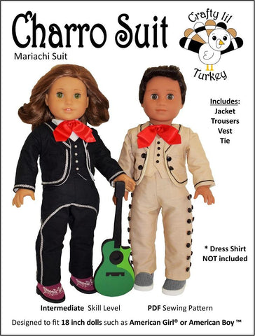 Crafty Lil Turkey 18 Inch Boy Doll Charro Suit 18" Doll Clothes Pattern Pixie Faire