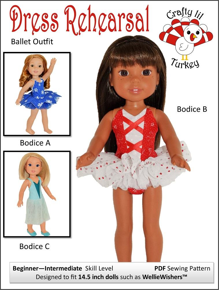 Crafty Lil Turkey WellieWishers Dress Rehearsal 14.5" Doll Clothes Pattern Pixie Faire