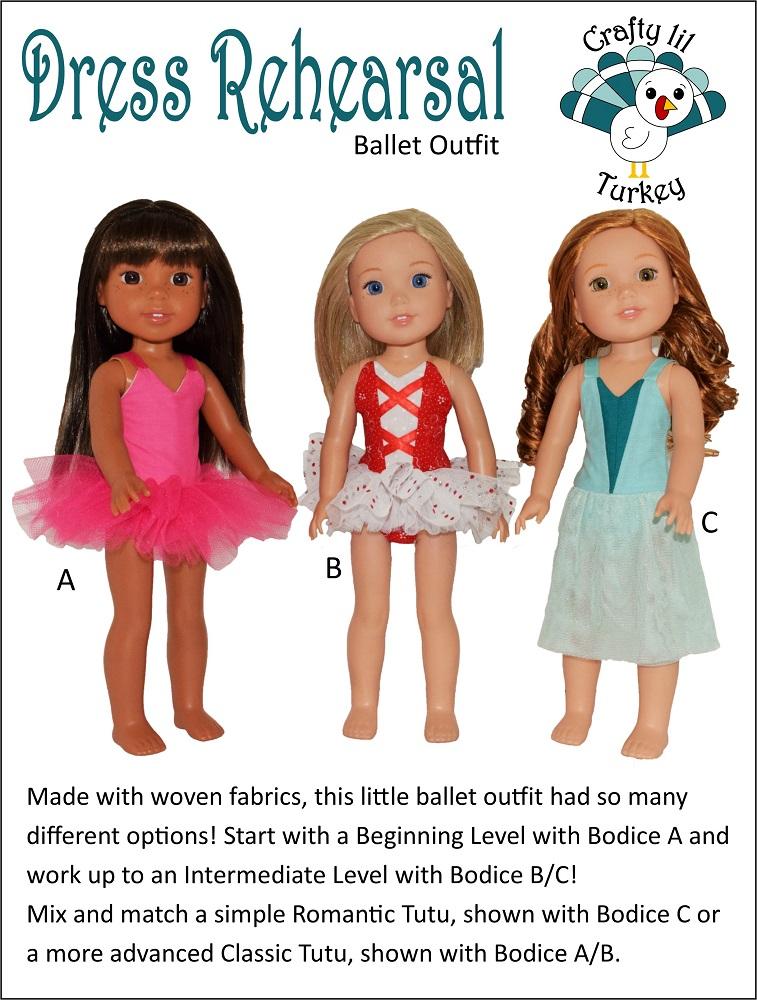Crafty Lil Turkey WellieWishers Dress Rehearsal 14.5" Doll Clothes Pattern Pixie Faire