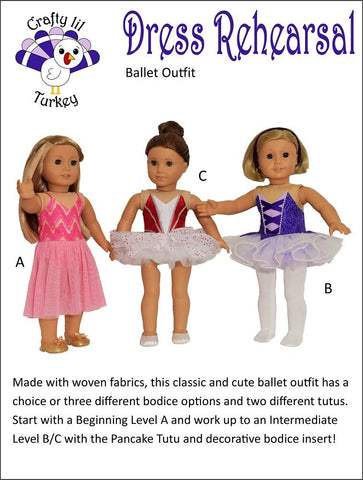 Crafty Lil Turkey 18 Inch Modern Dress Rehearsal 18" Doll Clothes Pattern Pixie Faire