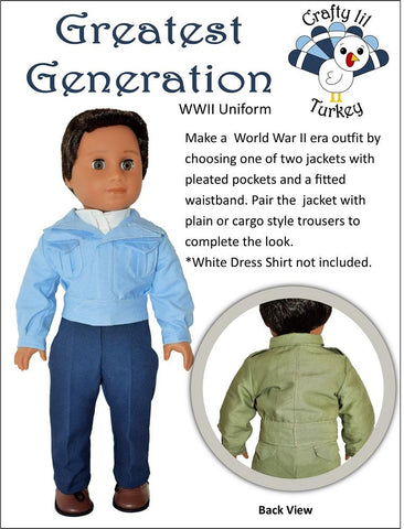 Crafty Lil Turkey 18 Inch Boy Doll Greatest Generation 18" Doll Clothes Pattern Pixie Faire
