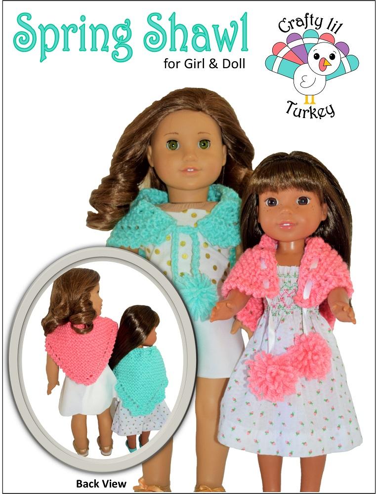 Crafty Lil Turkey Knitting Spring Shawl 14" - 18" Doll Clothes Knitting Pattern Pixie Faire
