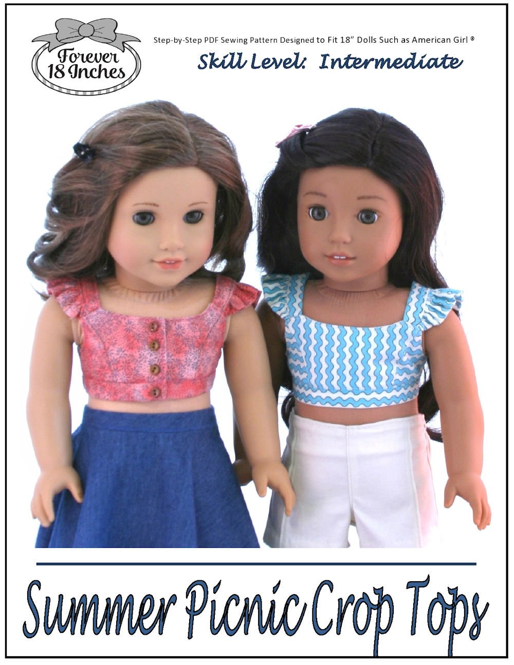 Forever 18 Inches Summer Picnic Crop Tops Doll Clothes Pattern 18