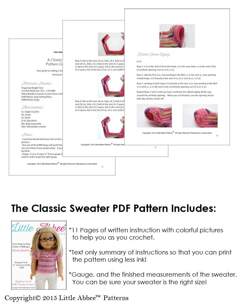 Little Abbee Crochet Classic Sweater Crochet Pattern Pixie Faire