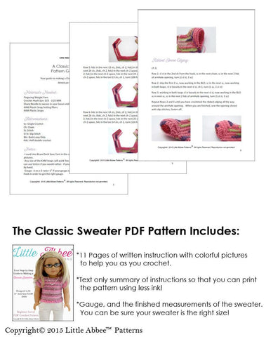 Little Abbee Crochet Classic Sweater Crochet Pattern Pixie Faire