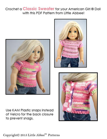 Little Abbee Crochet Classic Sweater Crochet Pattern Pixie Faire