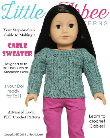 Little Abbee Crochet Cable Sweater Crochet Pattern Pixie Faire