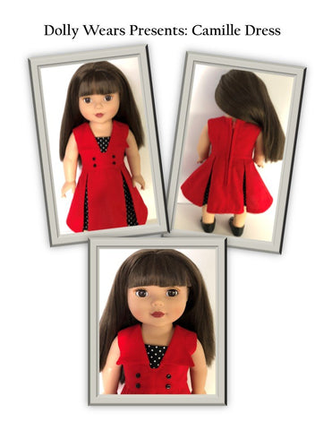 Dolly Wears 18 Inch Modern Camille Dress 18" Doll Clothes Pattern Pixie Faire