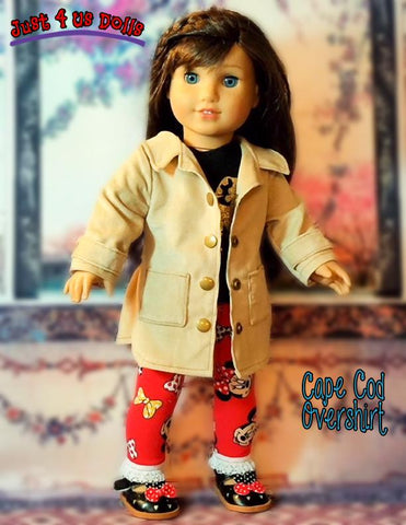 Just 4 Us Dolls 18 Inch Modern Cape Cod Overshirt 18" Doll Clothes Pattern Pixie Faire