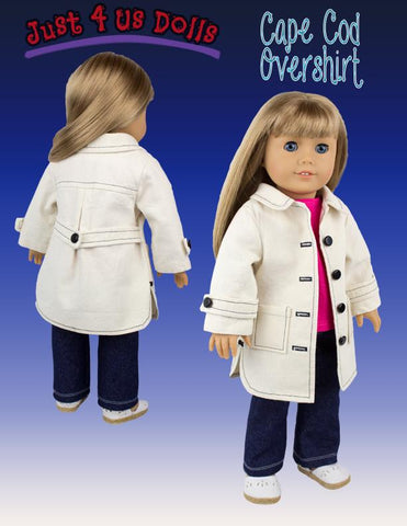 Just 4 Us Dolls 18 Inch Modern Cape Cod Overshirt 18" Doll Clothes Pattern Pixie Faire