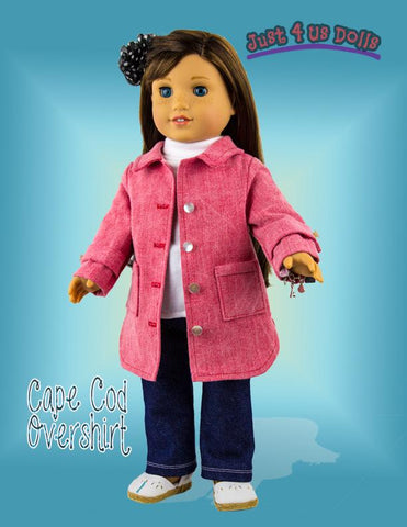 Just 4 Us Dolls 18 Inch Modern Cape Cod Overshirt 18" Doll Clothes Pattern Pixie Faire