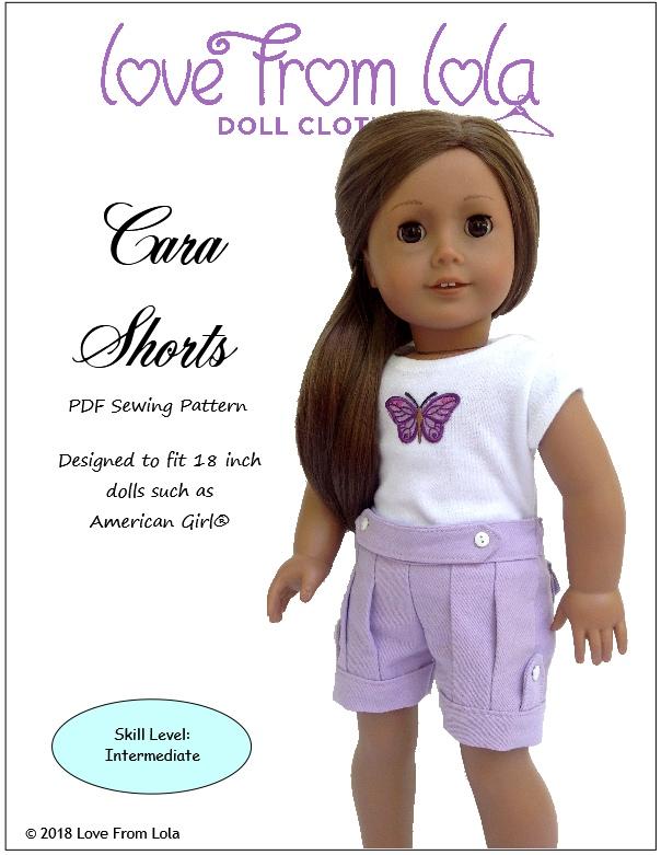 Love From Lola 18 Inch Modern Cara Shorts 18" Doll Clothes Pattern Pixie Faire