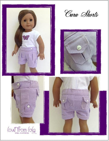 Love From Lola 18 Inch Modern Cara Shorts 18" Doll Clothes Pattern Pixie Faire