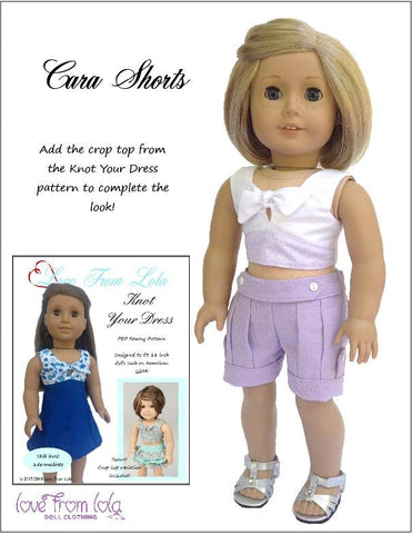 Love From Lola 18 Inch Modern Cara Shorts 18" Doll Clothes Pattern Pixie Faire