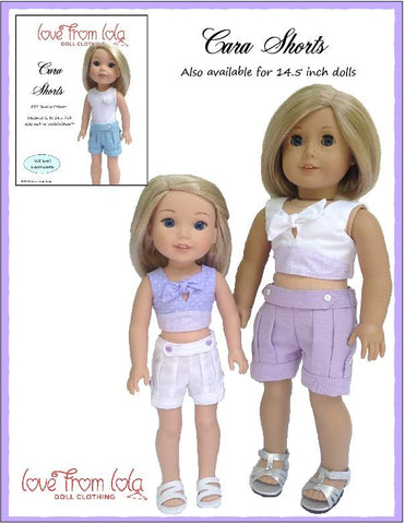 Love From Lola 18 Inch Modern Cara Shorts 18" Doll Clothes Pattern Pixie Faire