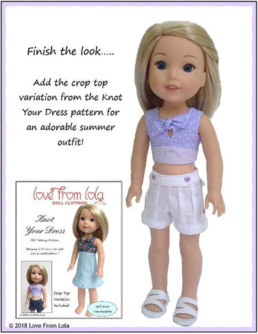 Love From Lola WellieWishers Cara Shorts 14.5" Doll Clothes Pattern Pixie Faire