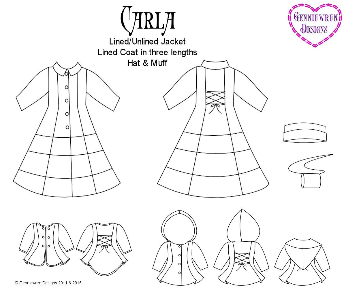 Genniewren 18 Inch Modern Carla Coat 18" Doll Clothes Pixie Faire