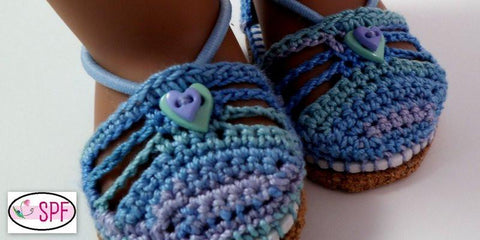 Sweet Pea Fashions Shoes Carmen Crocheted Espadrilles 18" Doll Shoes Pixie Faire