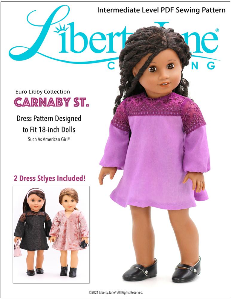 Liberty Jane 18 Inch Modern Carnaby St. Dress 18” Doll Clothes Pattern Pixie Faire