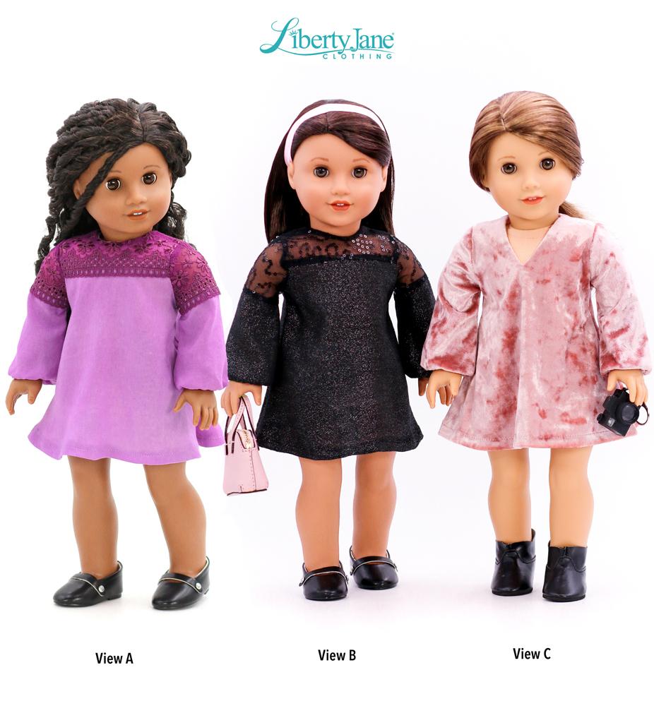 Liberty Jane 18 Inch Modern Carnaby St. Dress 18” Doll Clothes Pattern Pixie Faire