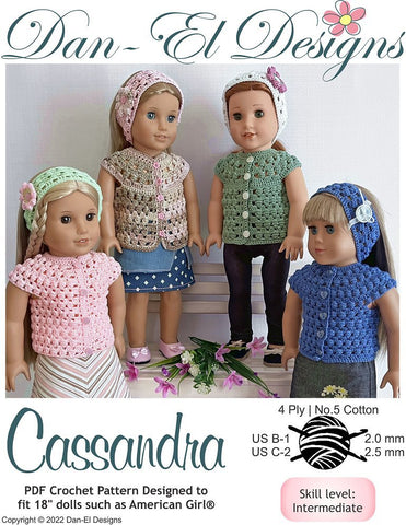Dan-El Designs Crochet Cassandra 18 inch Doll Clothes Crochet Pattern Pixie Faire