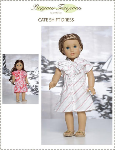 Bonjour Teaspoon 18 Inch Modern Cate Shift Dress 18" Doll Clothes Pattern Pixie Faire