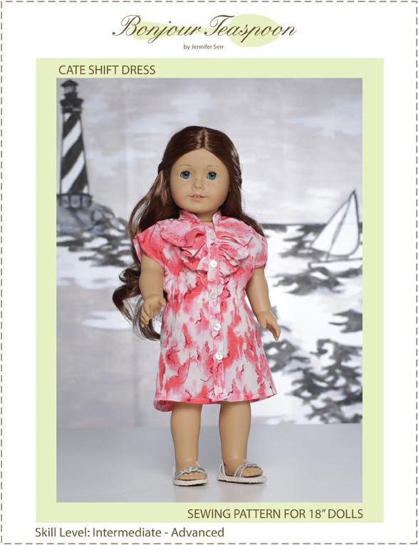Bonjour Teaspoon 18 Inch Modern Cate Shift Dress 18" Doll Clothes Pattern Pixie Faire