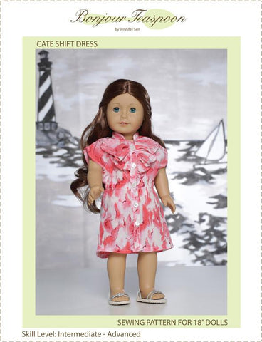 Bonjour Teaspoon 18 Inch Modern Cate Shift Dress 18" Doll Clothes Pattern Pixie Faire