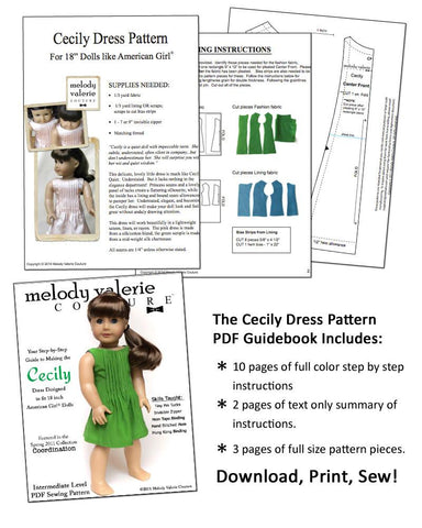 Melody Valerie Couture 18 Inch Modern The Cecily Dress 18" Doll Clothes Pixie Faire