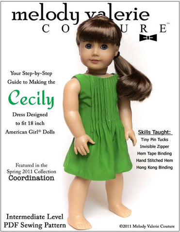Melody Valerie Couture 18 Inch Modern The Cecily Dress 18" Doll Clothes Pixie Faire