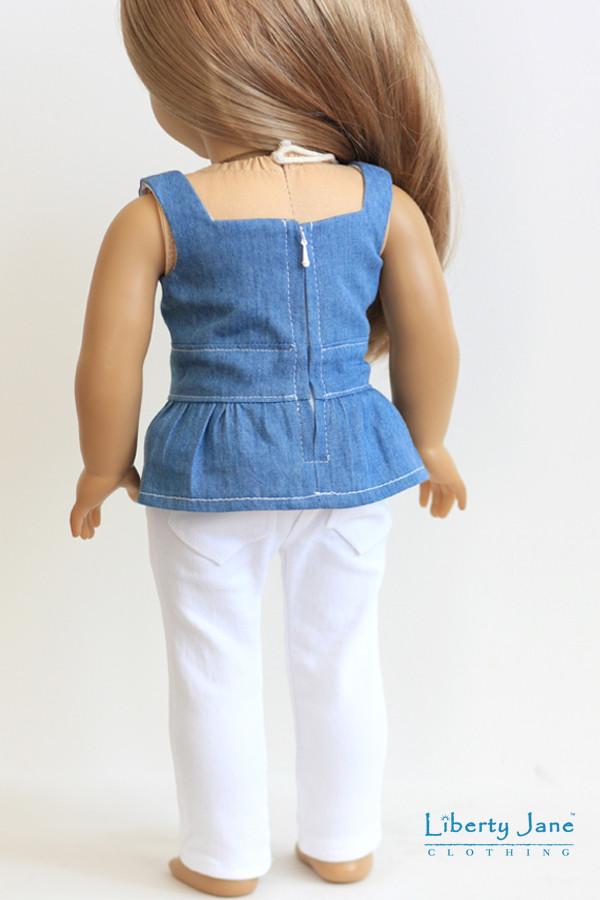 Liberty Jane 18 Inch Modern Peplum Top 18" Doll Clothes Pattern Pixie Faire
