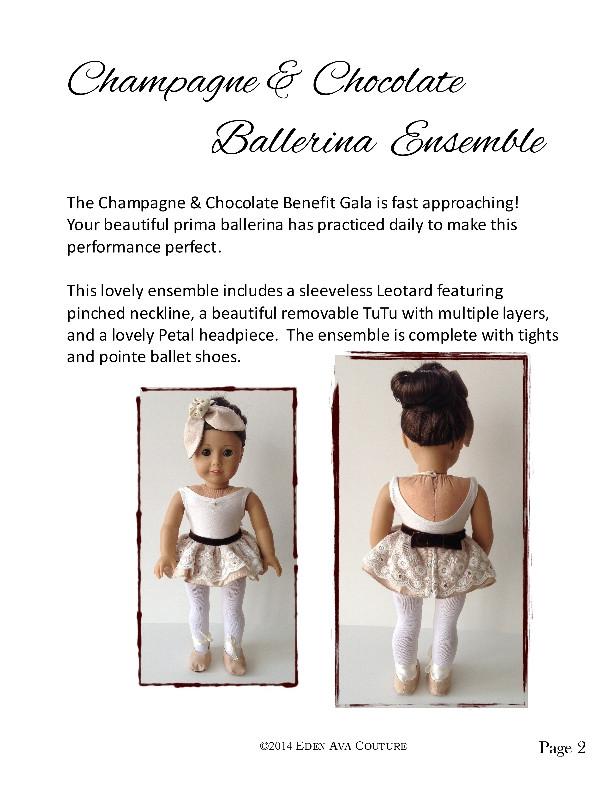 Eden Ava 18 Inch Modern Champagne Chocolate Ballerina Ensemble 18" Doll Clothes Pixie Faire