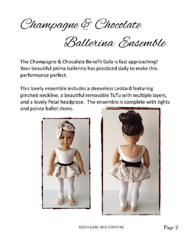Eden Ava 18 Inch Modern Champagne Chocolate Ballerina Ensemble 18" Doll Clothes Pixie Faire