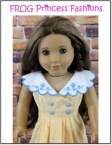 Frog Princess Fashions Machine Embroidery Design Charm School Blue Lace Collar, Cuffs and Hem Bands Machine Embroidery Design Set For 18" Doll Clothes Pixie Faire