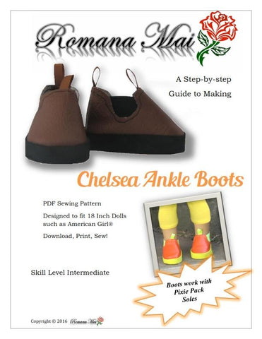 Romana Mai Shoes Chelsea Ankle Boots 18" Doll Shoes Pixie Faire