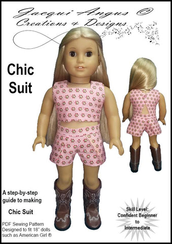 Jacqui Angus Creations & Designs 18 Inch Modern Chic Suit 18" Doll Clothes Pattern Pixie Faire