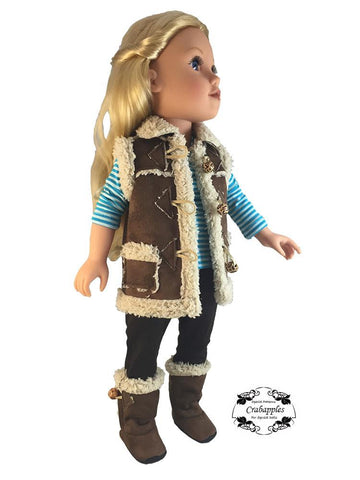 Crabapples Journey Girl Chilly Morning Vest, Hat and Boot Bundle Pattern for Journey Girls Dolls Pixie Faire