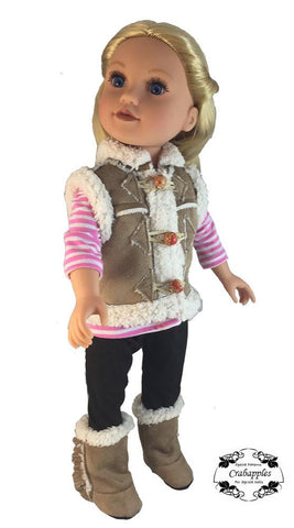 Crabapples Journey Girl Chilly Morning Vest, Hat and Boot Bundle Pattern for Journey Girls Dolls Pixie Faire