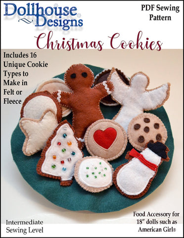 Dollhouse Designs 18 Inch Modern Christmas Cookies 18" Doll Accessory Pattern Pixie Faire