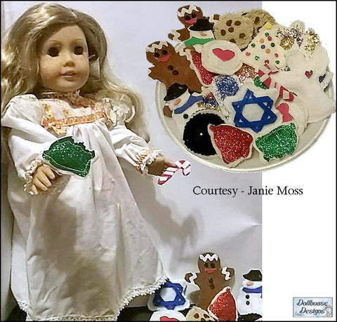 Dollhouse Designs 18 Inch Modern Christmas Cookies 18" Doll Accessory Pattern Pixie Faire