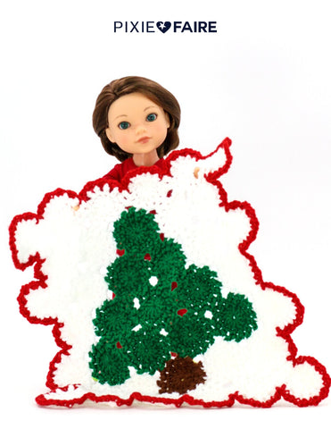 Melinda's Closet Finds Quilt Crocheted Christmas Nordic Afghan 18" Doll Crochet Pattern Pixie Faire