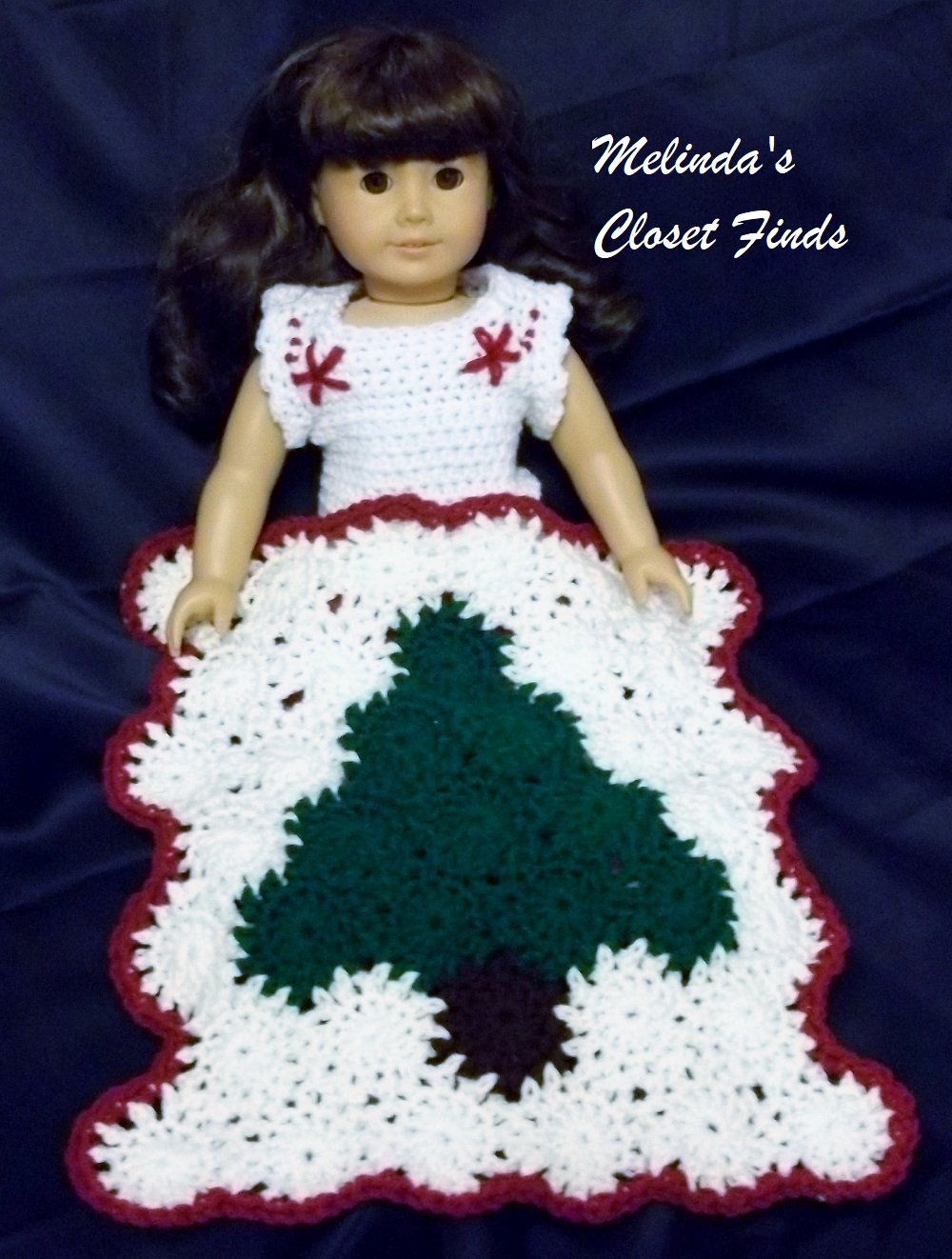 Melinda's Closet Finds Quilt Crocheted Christmas Nordic Afghan 18" Doll Crochet Pattern Pixie Faire