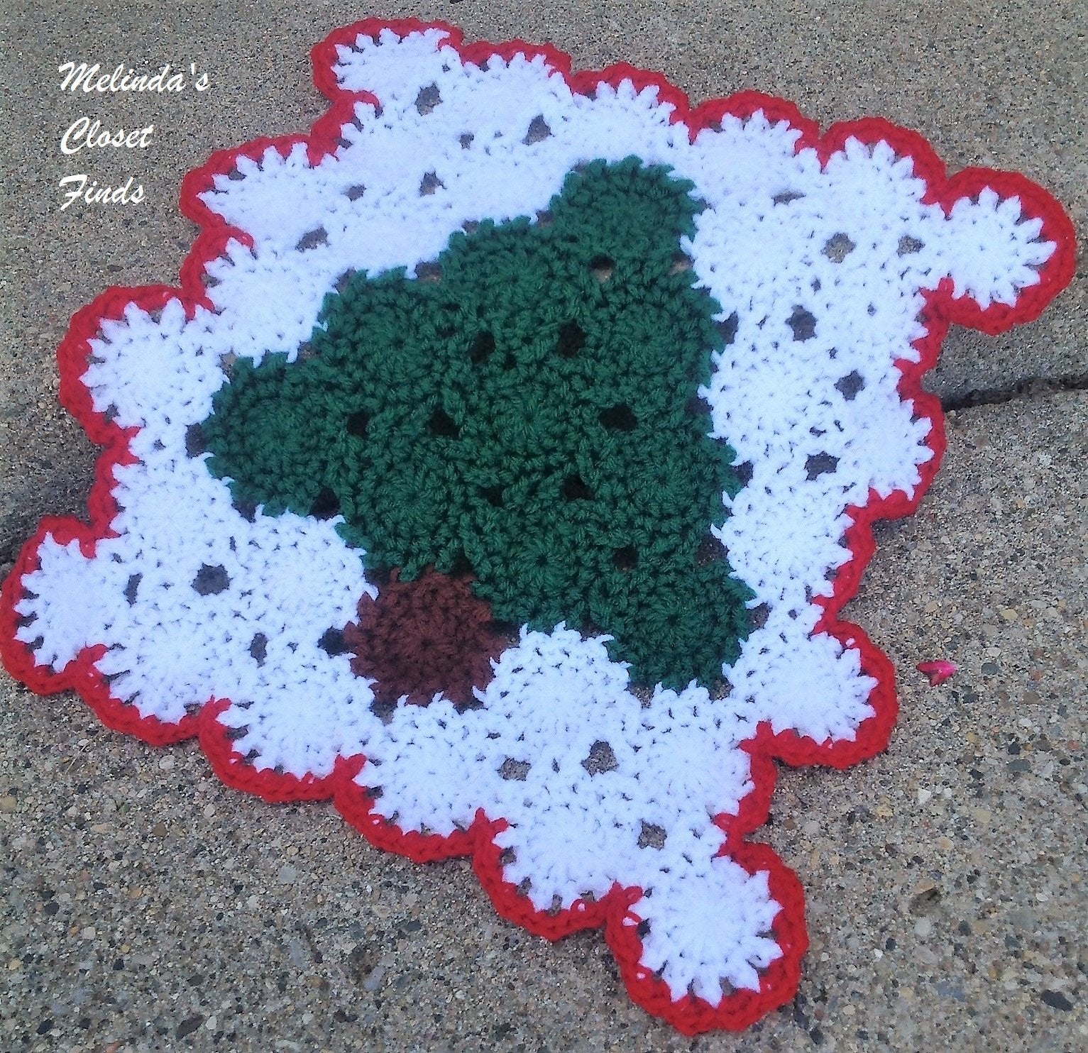 Melinda's Closet Finds Quilt Crocheted Christmas Nordic Afghan 18" Doll Crochet Pattern Pixie Faire