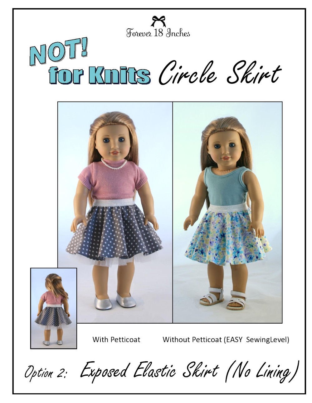 Forever 18 Inches 18 Inch Modern NOT! for Knits Circle Skirt 18" Doll Clothes Pixie Faire