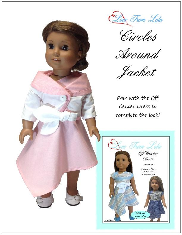 Love From Lola 18 Inch Modern Circles Around Jacket 18" Doll Clothes Pattern Pixie Faire